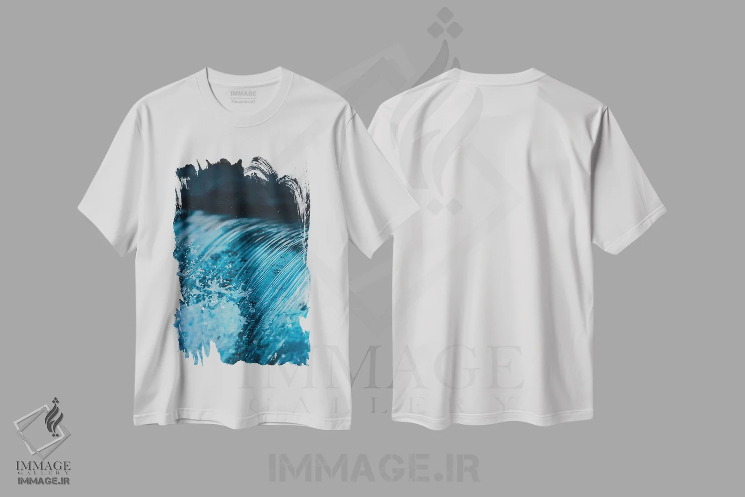 تیشرت سفید طرح دار آبشار، مدیوم اثر لوکاس مور | immage.ir