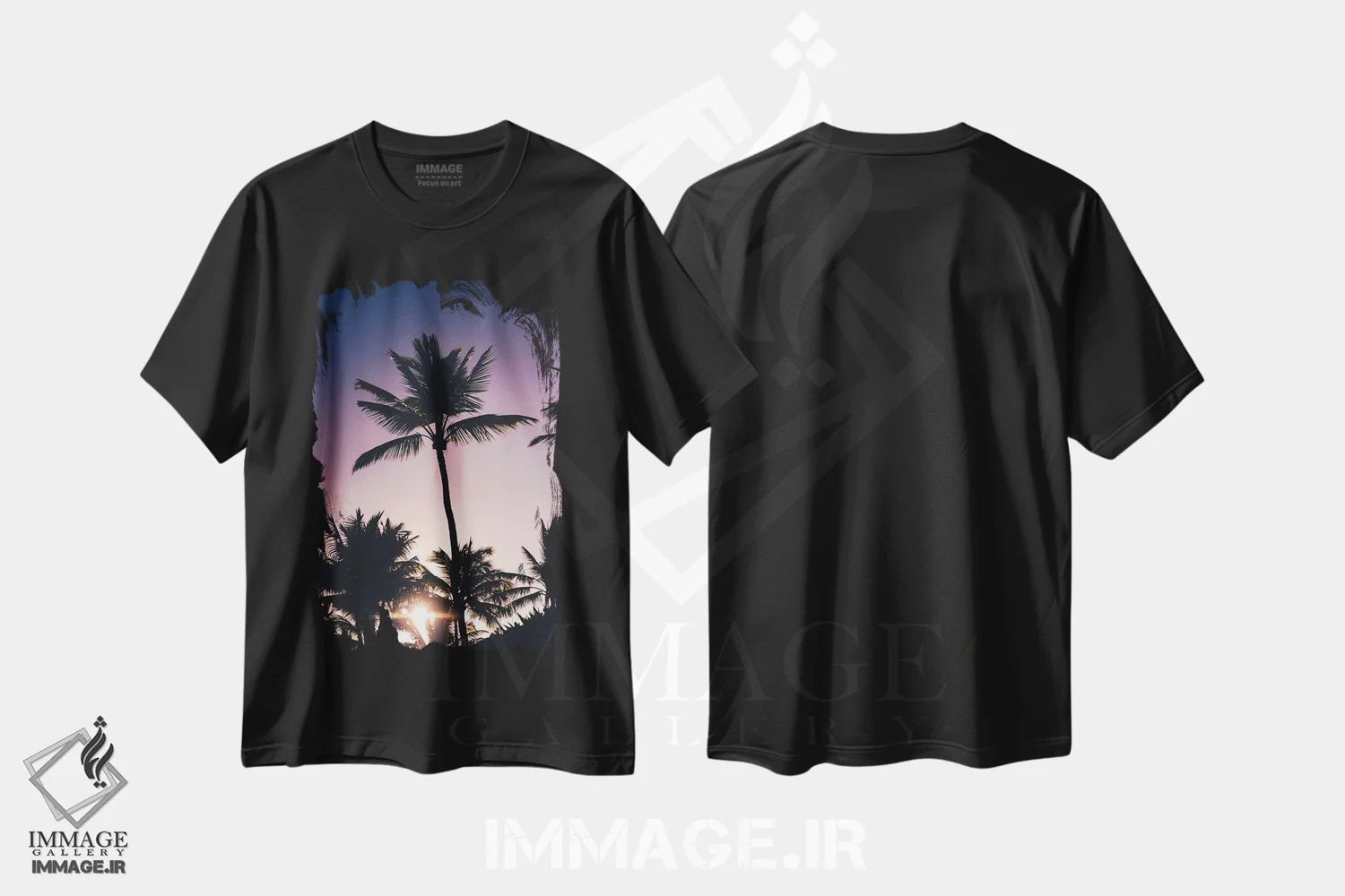 تیشرت مشکی طرح دار رنگ های صبحگاهی، مدیوم اثر لوکاس مور | immage.ir
