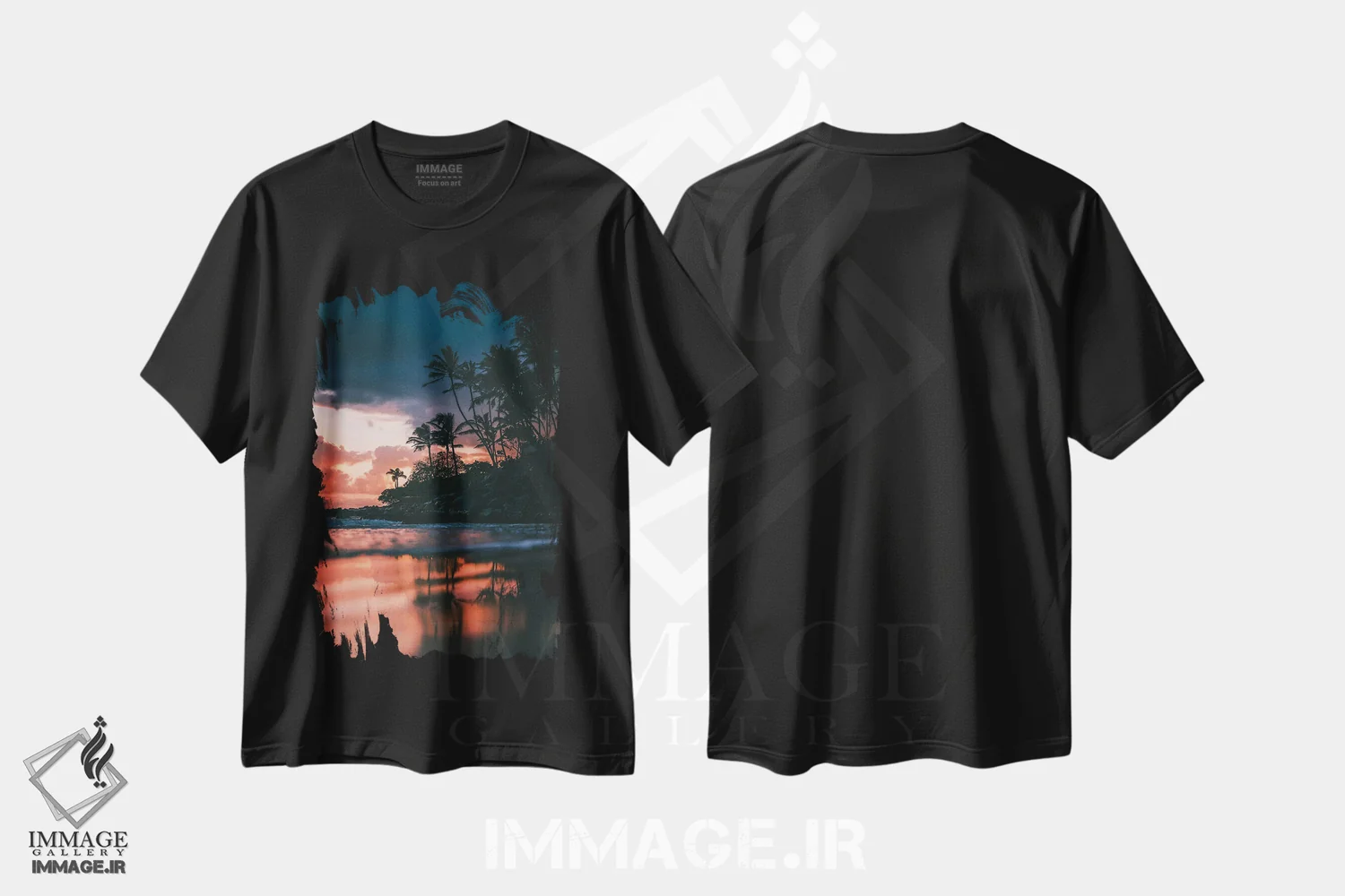 تیشرت مشکی طرح دار طلوع از ساحل، مدیوم اثر لوکاس مور | فروشگاه ایماژ
