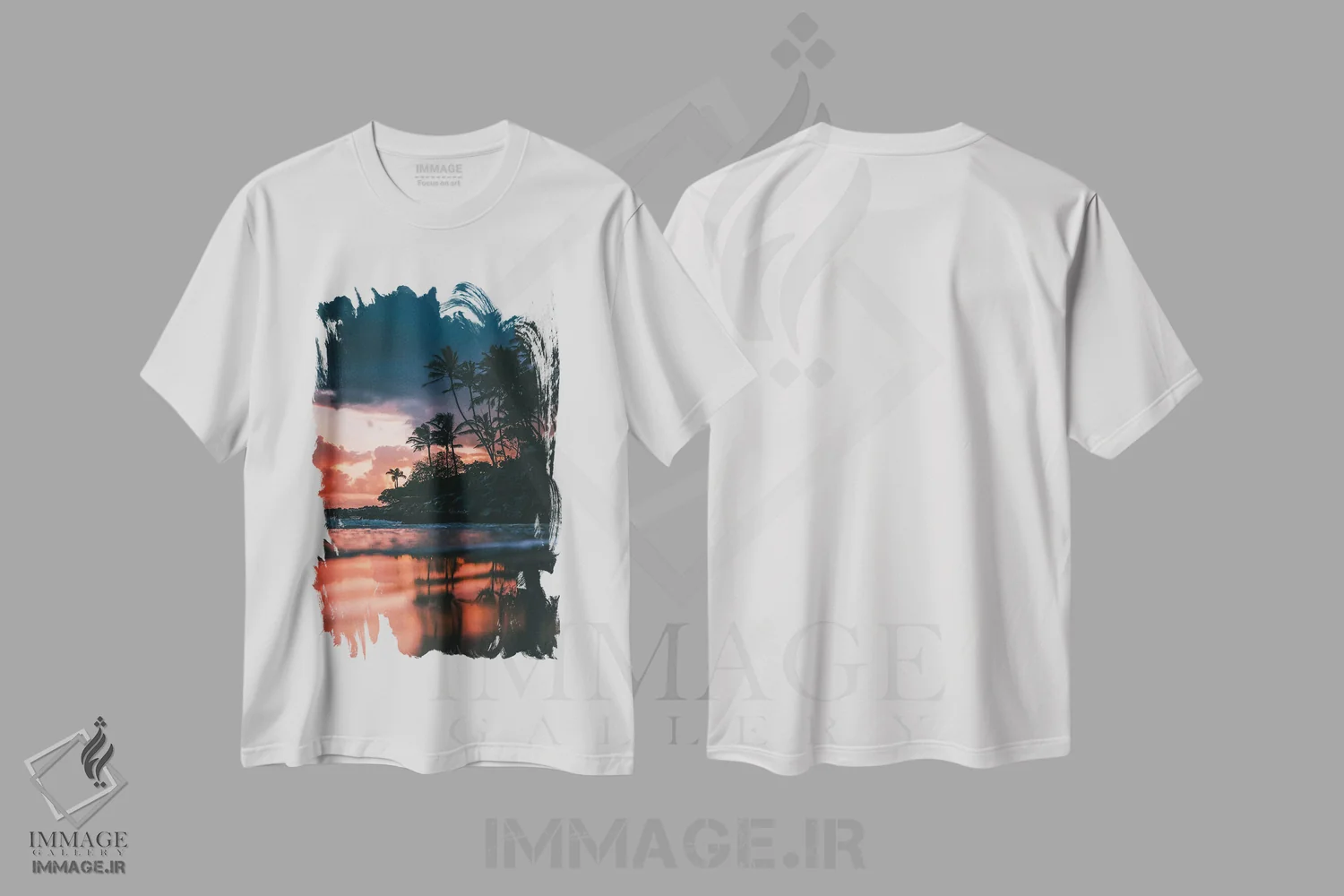 تیشرت سفید طرح دار طلوع از ساحل، مدیوم اثر لوکاس مور | immage.ir