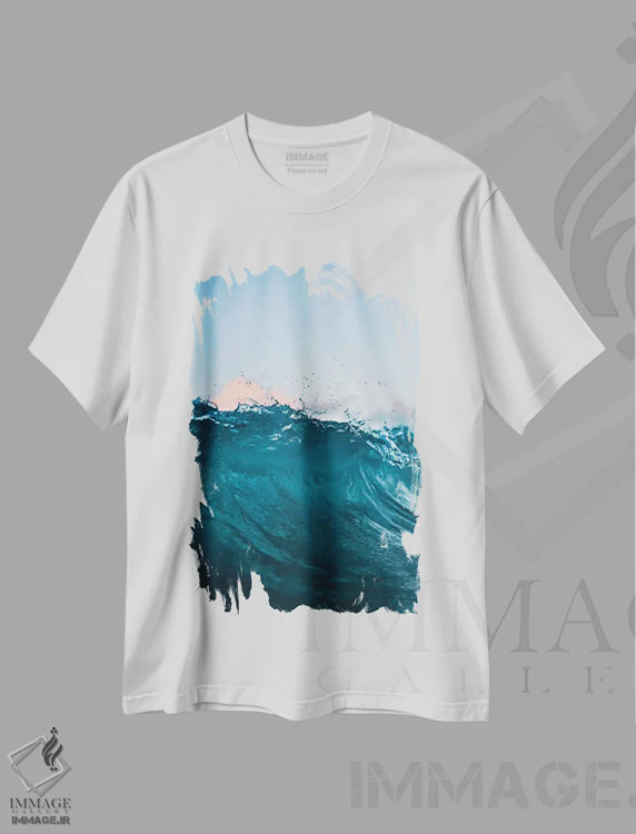 تیشرت سفید طرح دار قله موج، مدیوم اثر لوکاس مور | immage.ir