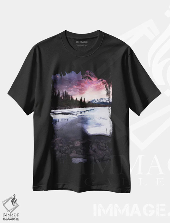 تیشرت مشکی طرح دار آتش و یخ، مدیوم اثر لوکاس مور | immage.ir
