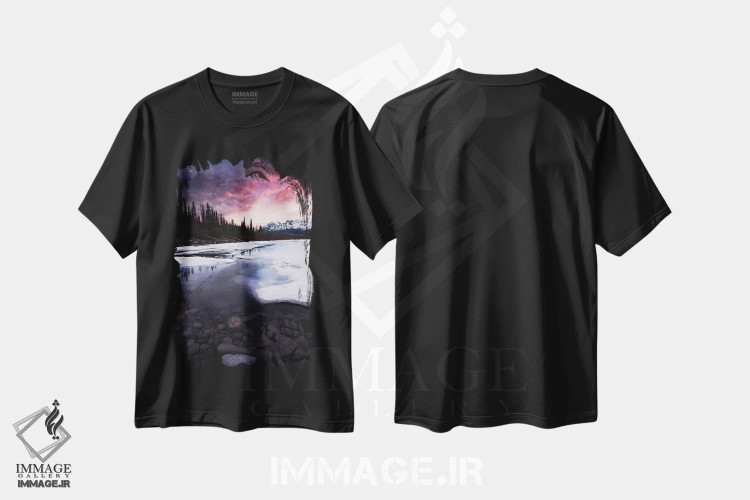 تیشرت مشکی طرح دار آتش و یخ، مدیوم اثر لوکاس مور | immage.ir