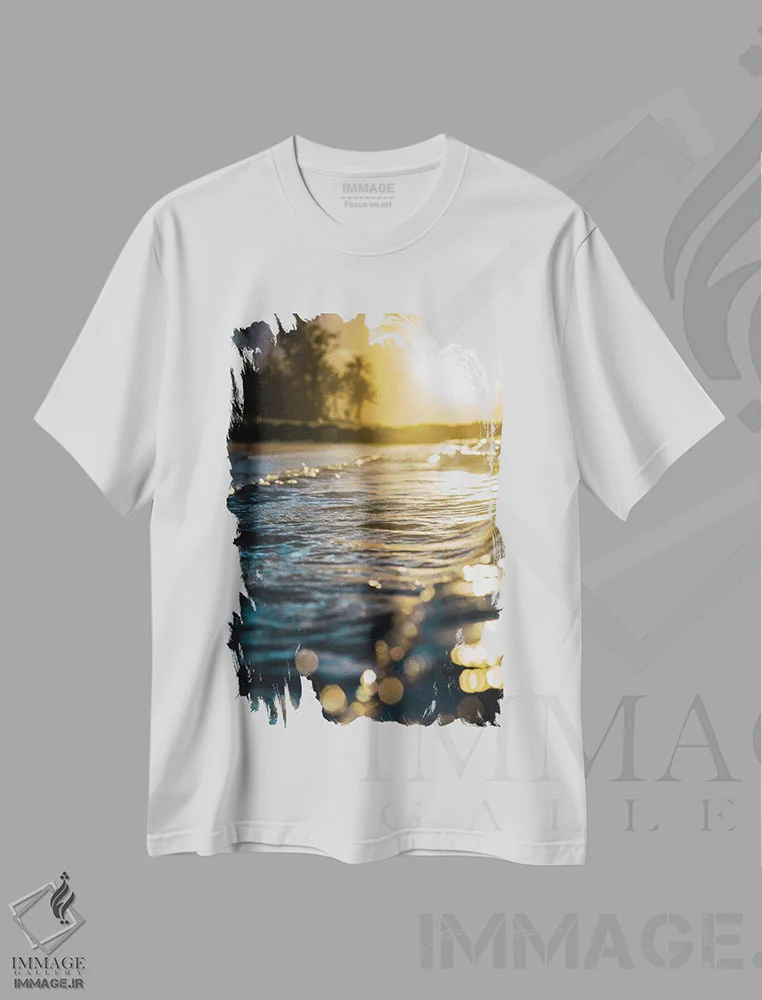 تیشرت سفید طرح دار آب های درخشان، مدیوم اثر لوکاس مور | فروشگاه ایماژ