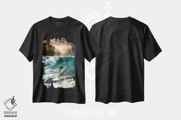 تیشرت مشکی طرح دار موج شفاف، مدیوم اثر لوکاس مور | فروشگاه ایماژ