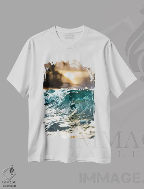 تیشرت سفید طرح دار موج شفاف، مدیوم اثر لوکاس مور | immage.ir