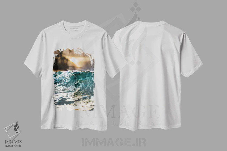 تیشرت سفید طرح دار موج شفاف، مدیوم اثر لوکاس مور | immage.ir