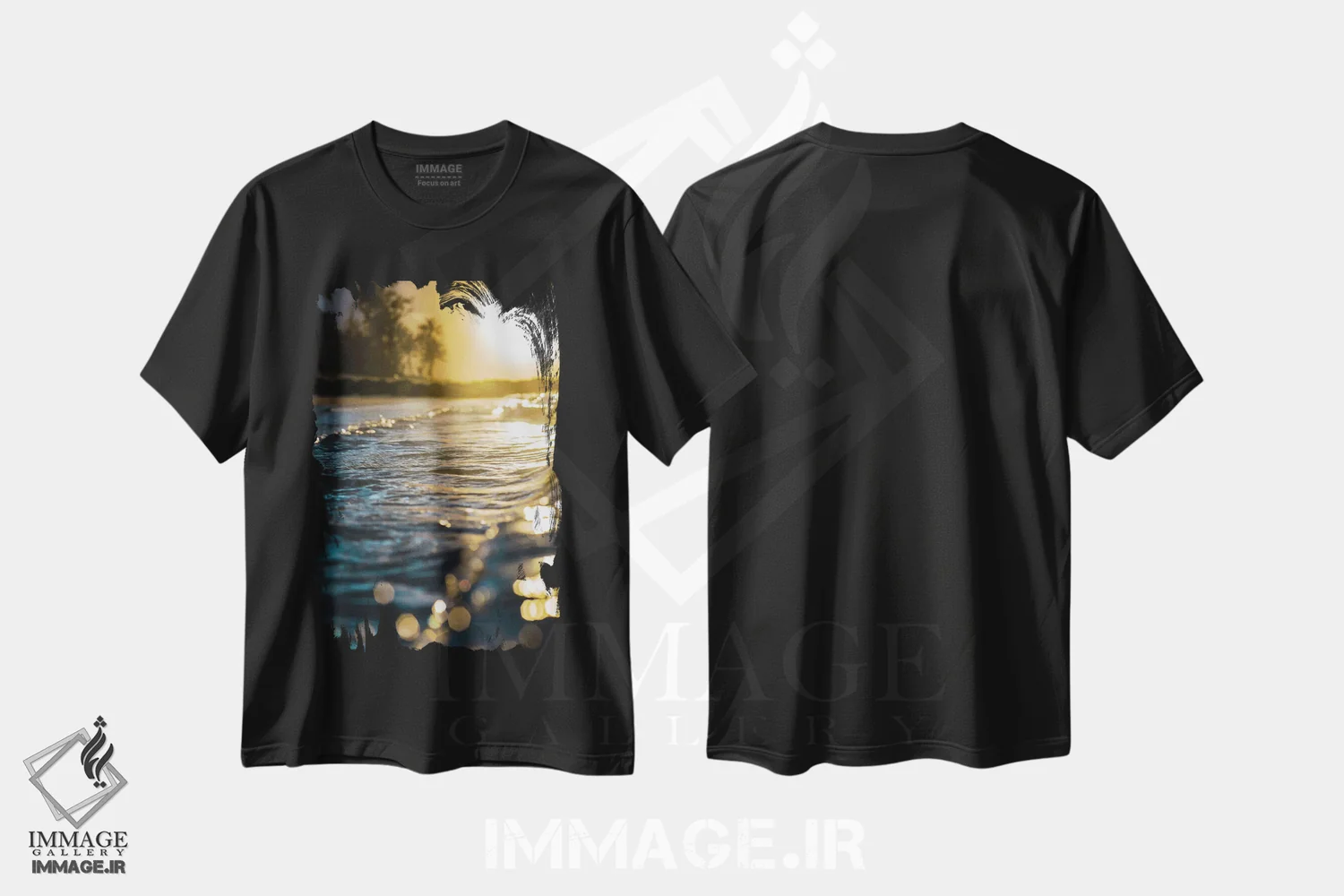 تیشرت مشکی طرح دار آب های درخشان، مدیوم اثر لوکاس مور | immage.ir