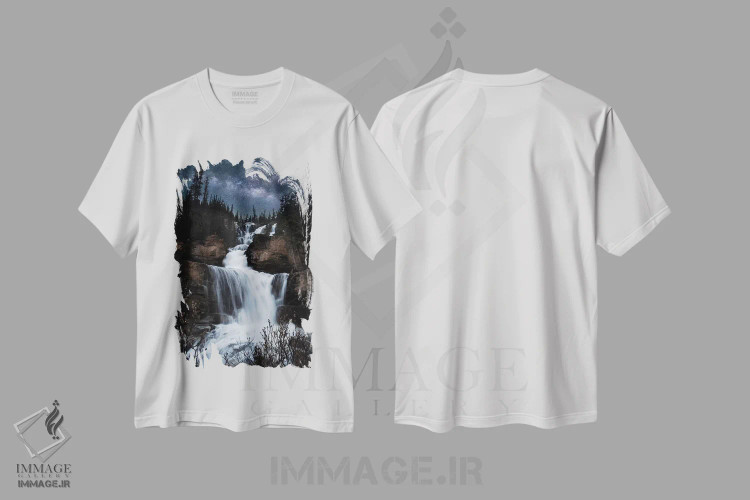 تیشرت سفید طرح دار آبشار راه شیری، مدیوم اثر لوکاس مور | فروشگاه ایماژ
