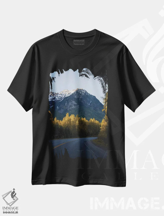 تیشرت مشکی طرح دار رانندگی منظره دار، مدیوم اثر لوکاس مور | فروشگاه ایماژ