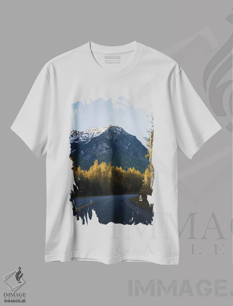 تیشرت سفید طرح دار رانندگی منظره دار، مدیوم اثر لوکاس مور | immage.ir