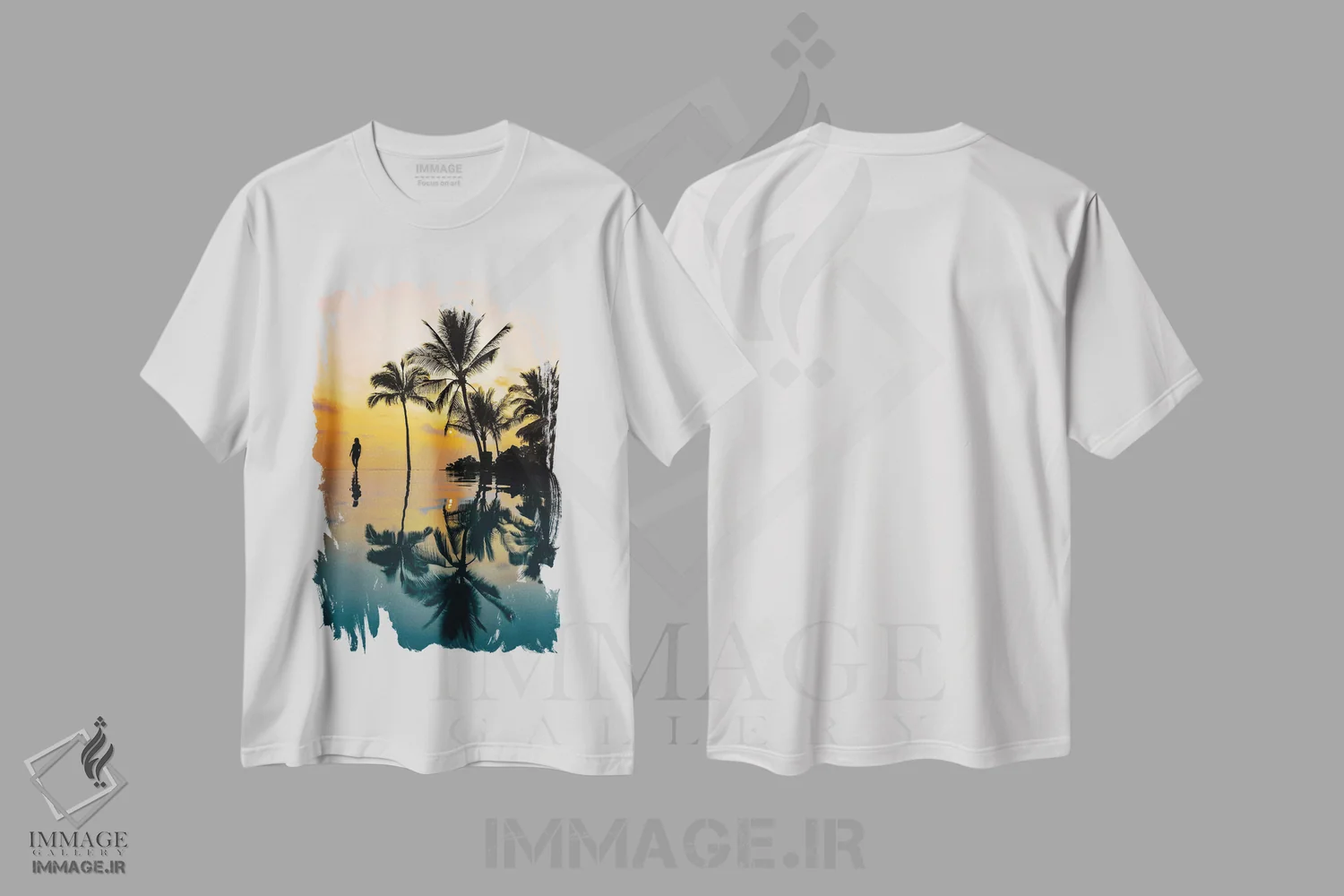 تیشرت سفید طرح دار غروب آرامش بخش، مدیوم اثر لوکاس مور | immage.ir