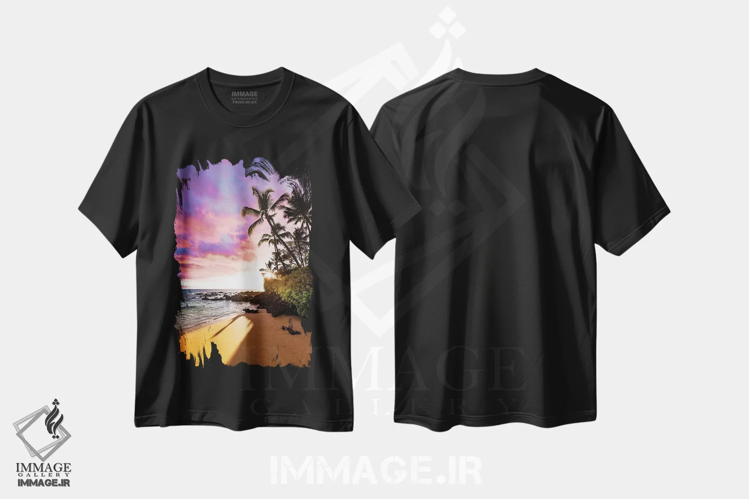 تیشرت مشکی طرح دار ساحل مخفی، مدیوم اثر لوکاس مور | فروشگاه ایماژ