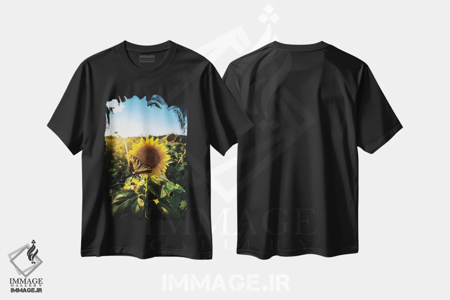 تیشرت مشکی طرح دار عشق آفتابگردانی، مدیوم اثر لوکاس مور | فروشگاه ایماژ