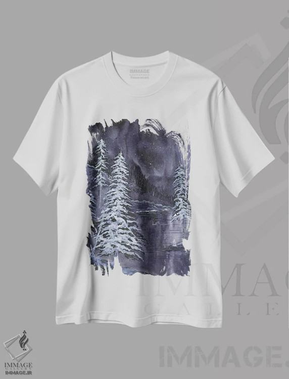 تیشرت سفید طرح دار شفق قطبی، دکور معاصر اثر لیز کاوینگتون | immage.ir