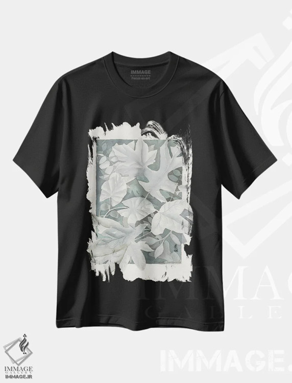 تیشرت مشکی طرح دار برگ های پاییزی، دکور معاصر اثر لیز کاوینگتون | immage.ir