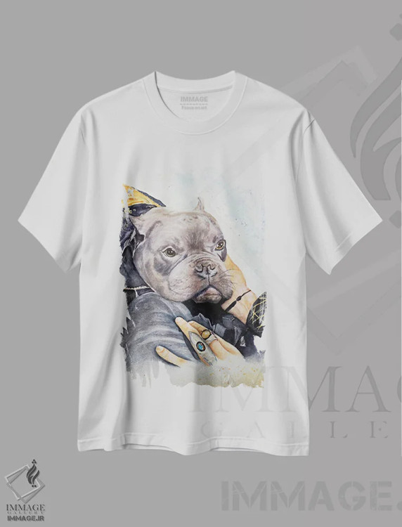 تیشرت سفید طرح دار بیکن، هنر فاخر معاصر اثر لیز کاوینگتون | فروشگاه ایماژ