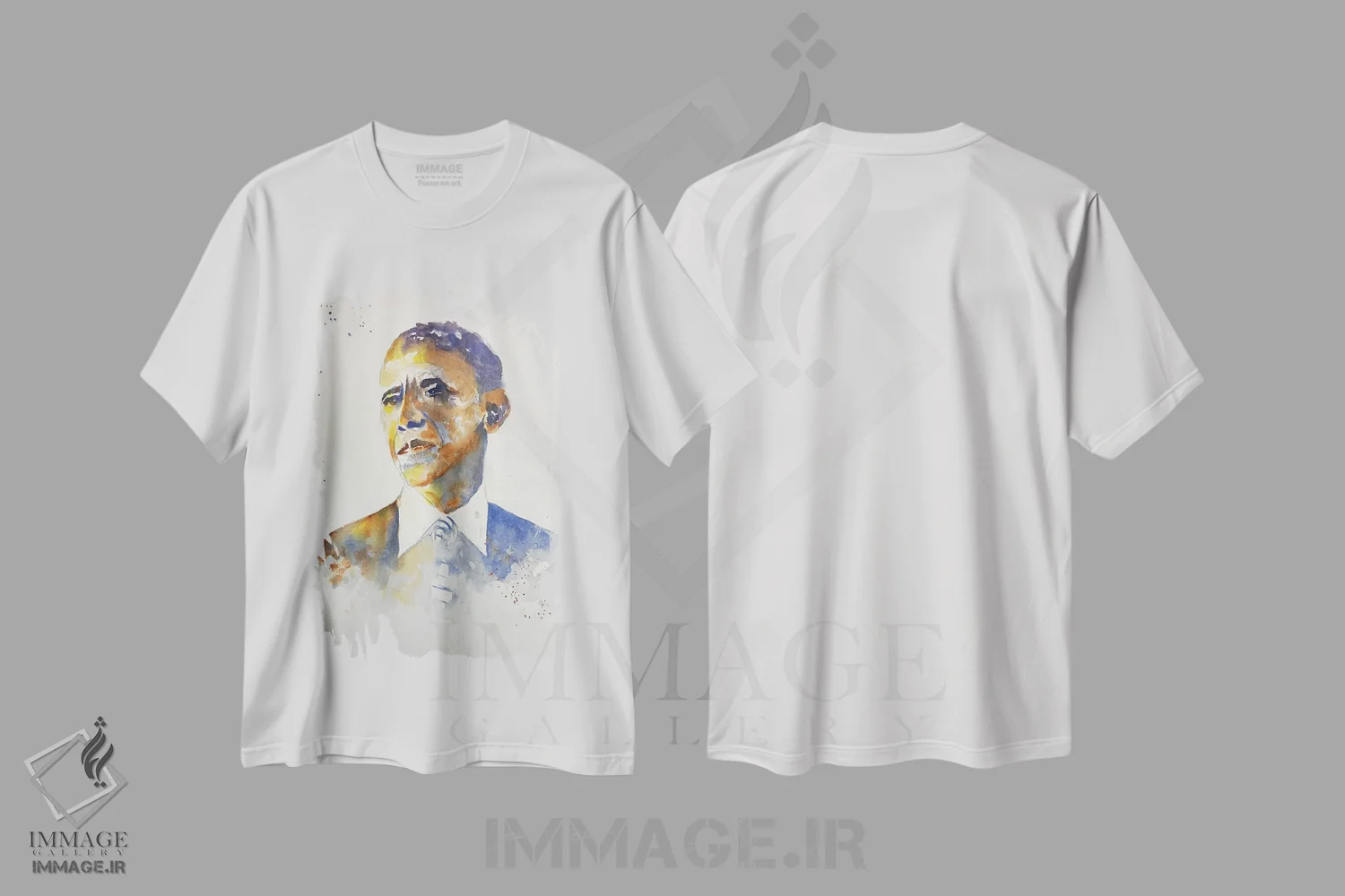 تیشرت سفید طرح دار باراک، هنر آمریکایی آفریقایی تبار اثر لیز کاوینگتون | فروشگاه ایماژ