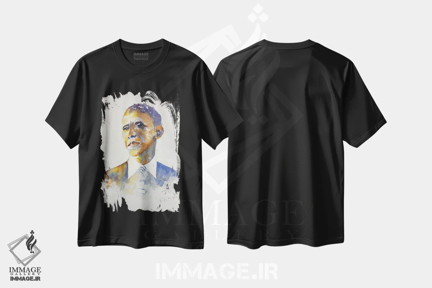 تیشرت مشکی طرح دار باراک، هنر آمریکایی آفریقایی تبار اثر لیز کاوینگتون | immage.ir