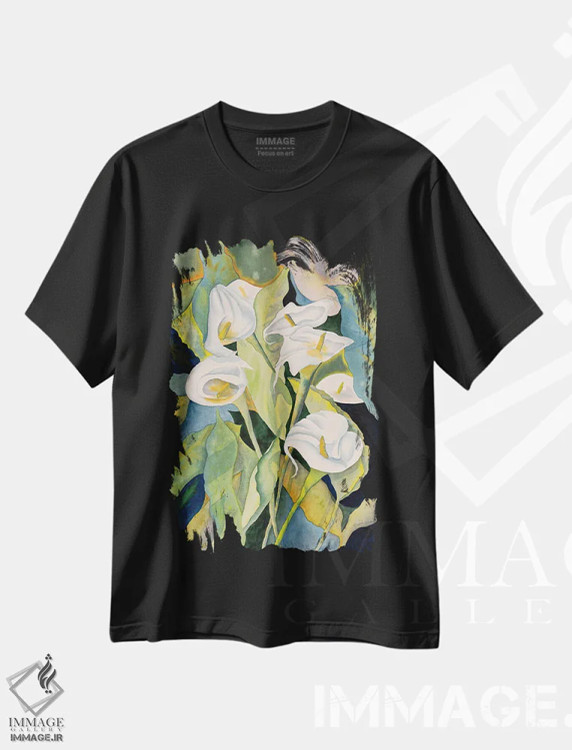 تیشرت مشکی طرح دار کالاها، دکور معاصر اثر لیز کاوینگتون | فروشگاه ایماژ