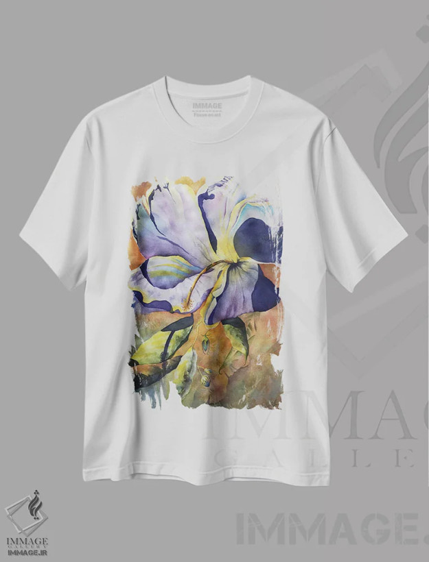 تیشرت سفید طرح دار شکوفه، دکور معاصر اثر لیز کاوینگتون | فروشگاه ایماژ