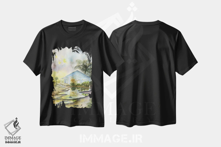 تیشرت مشکی طرح دار غروب کارائیب، دکور معاصر اثر لیز کاوینگتون | immage.ir