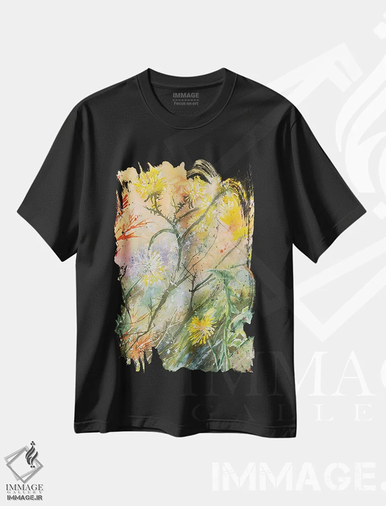 تیشرت مشکی طرح دار قاصدک ها، دکور معاصر اثر لیز کاوینگتون | immage.ir