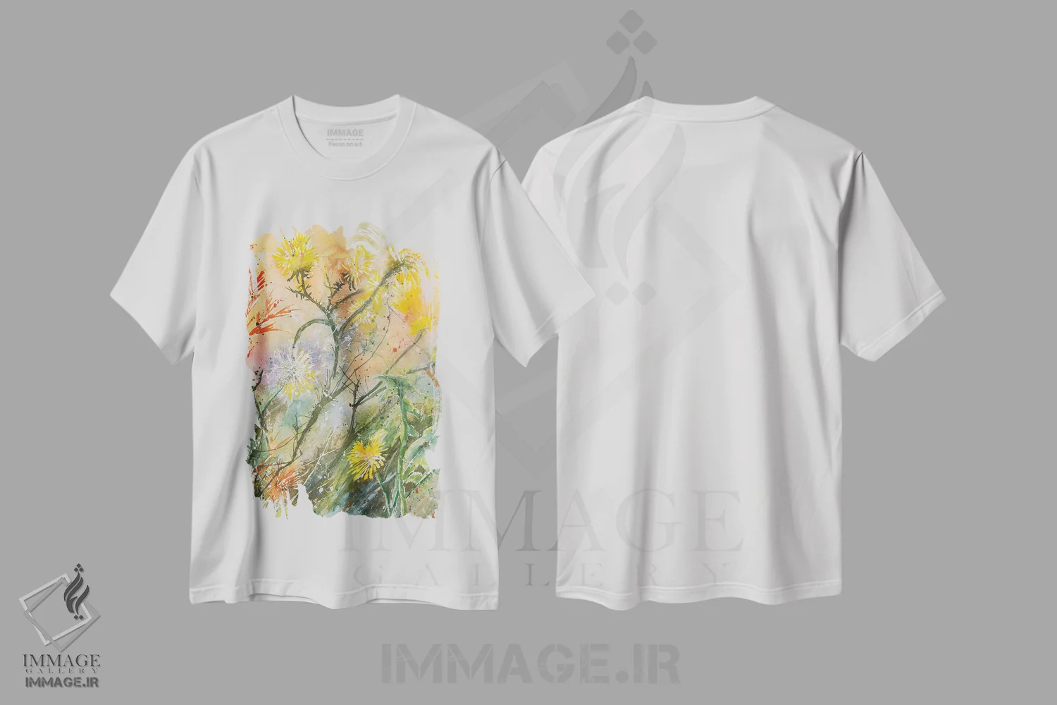 تیشرت سفید طرح دار قاصدک ها، دکور معاصر اثر لیز کاوینگتون | فروشگاه ایماژ