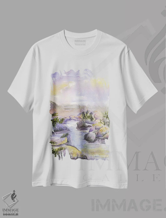 تیشرت سفید طرح دار جویبار کویری، دکور معاصر اثر لیز کاوینگتون | فروشگاه ایماژ