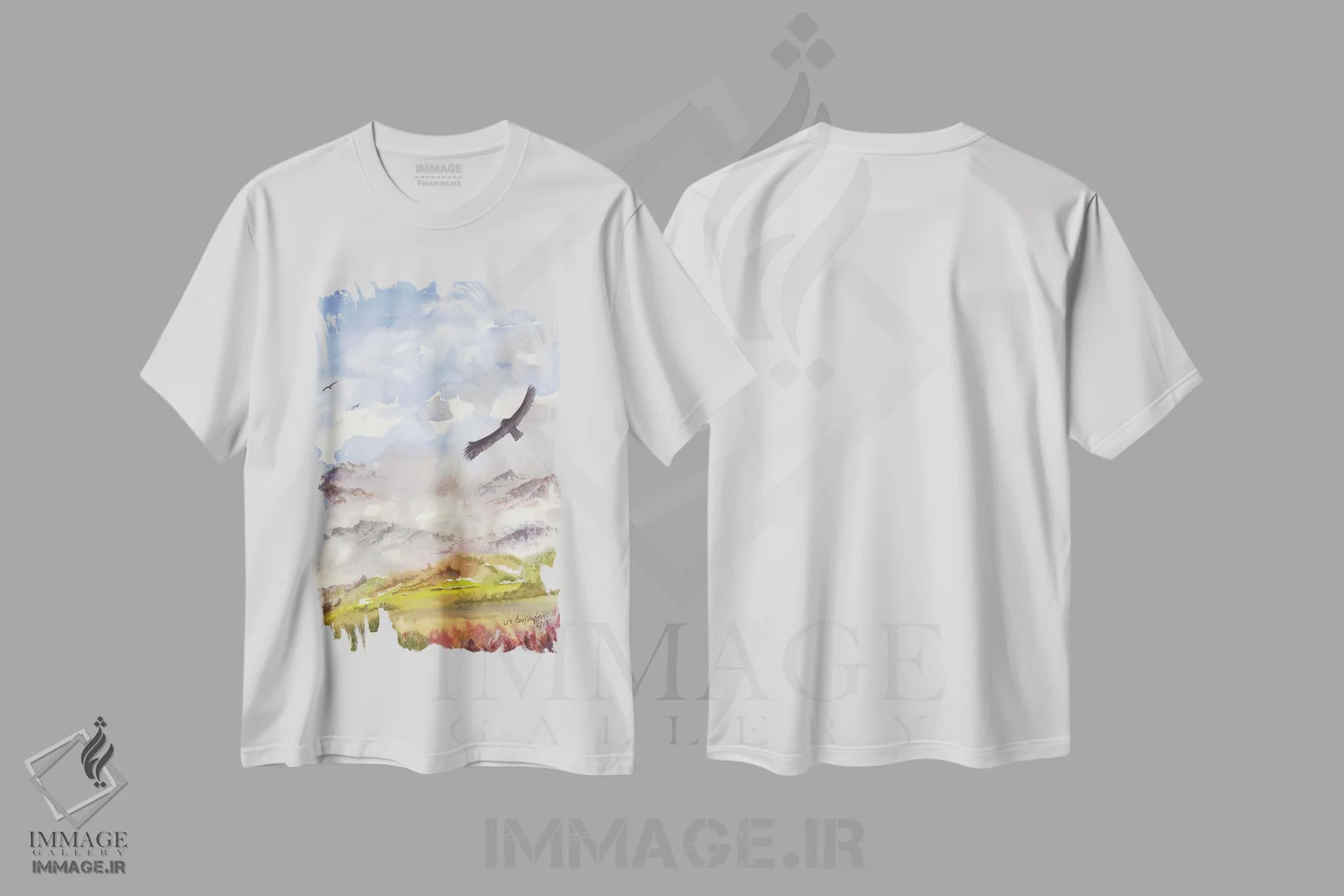 تیشرت سفید طرح دار شکار برای طعمه، آبستره اثر لیز کاوینگتون | فروشگاه ایماژ