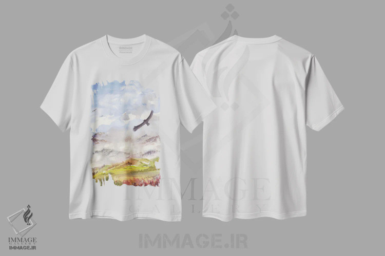 تیشرت سفید طرح دار شکار برای طعمه، آبستره اثر لیز کاوینگتون | فروشگاه ایماژ