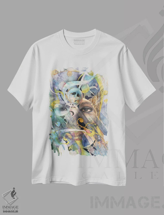 تیشرت سفید طرح دار جشنواره جاز، آبستره اثر لیز کاوینگتون | immage.ir