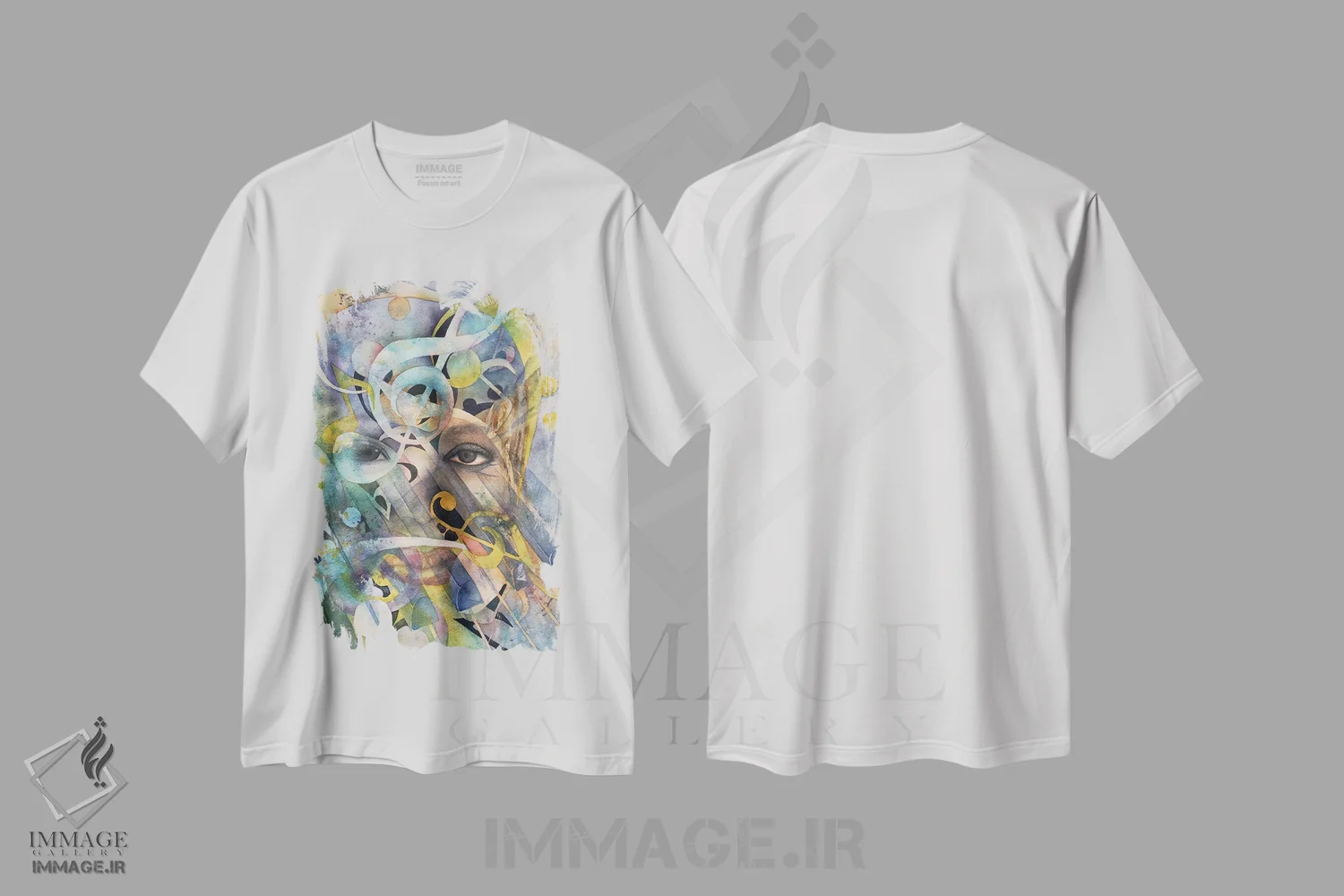 تیشرت سفید طرح دار جشنواره جاز، آبستره اثر لیز کاوینگتون | immage.ir