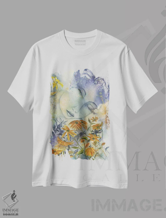 تیشرت سفید طرح دار صلح، دکور معاصر اثر لیز کاوینگتون | فروشگاه ایماژ