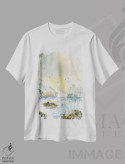 تیشرت سفید طرح دار تهدید باران، آبستره اثر لیز کاوینگتون | immage.ir