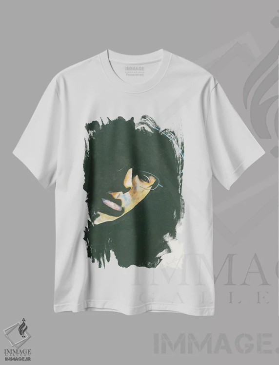 تیشرت سفید طرح دار انعکاس، دکور معاصر اثر لیز کاوینگتون | فروشگاه ایماژ