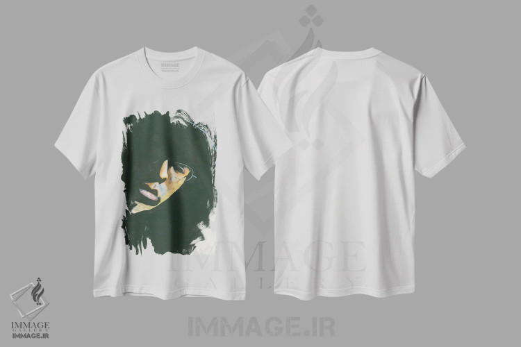 تیشرت سفید طرح دار انعکاس، دکور معاصر اثر لیز کاوینگتون | فروشگاه ایماژ