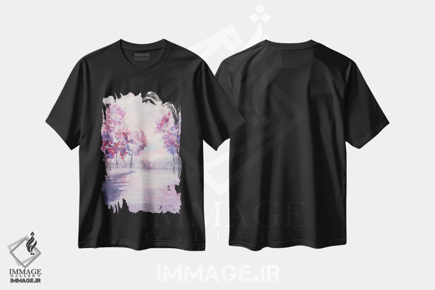 تیشرت مشکی طرح دار فصل بهار، آبستره اثر لیز کاوینگتون | فروشگاه ایماژ
