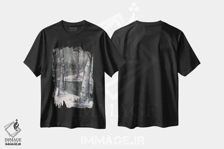 تیشرت مشکی طرح دار شب برفی، دکور معاصر اثر لیز کاوینگتون | immage.ir