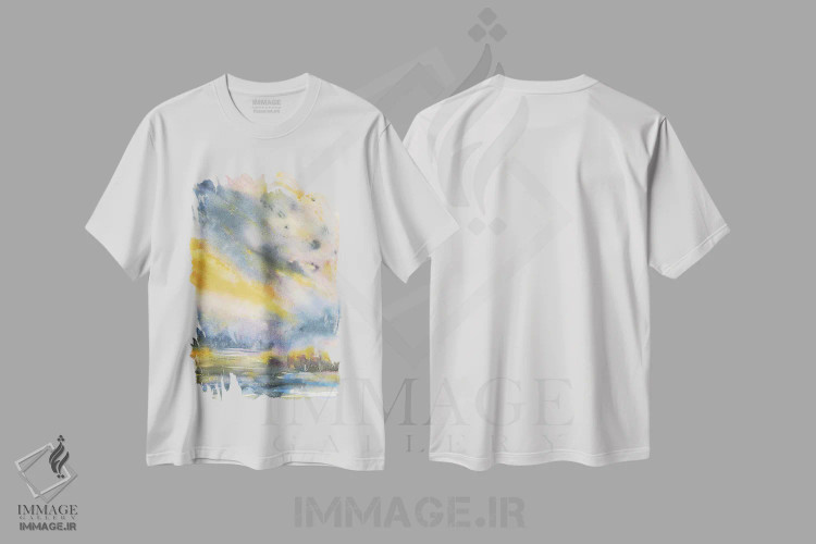 تیشرت سفید طرح دار آسمان طوفانی، آبستره اثر لیز کاوینگتون | immage.ir