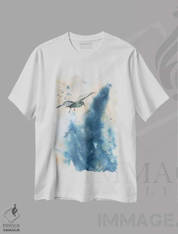 تیشرت سفید طرح دار دریای متلاطم، دکور معاصر اثر لیز کاوینگتون | immage.ir