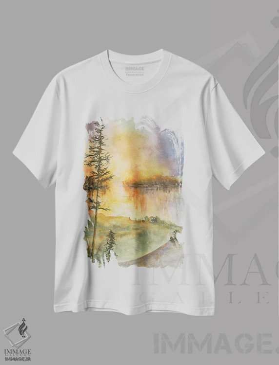 تیشرت سفید طرح دار آتش ترنر، دکور معاصر اثر لیز کاوینگتون | فروشگاه ایماژ