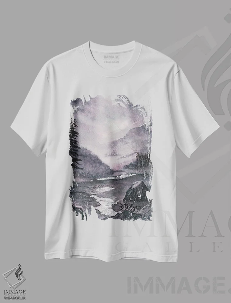 تیشرت سفید طرح دار غروب دره ۲، دکور معاصر اثر لیز کاوینگتون | immage.ir