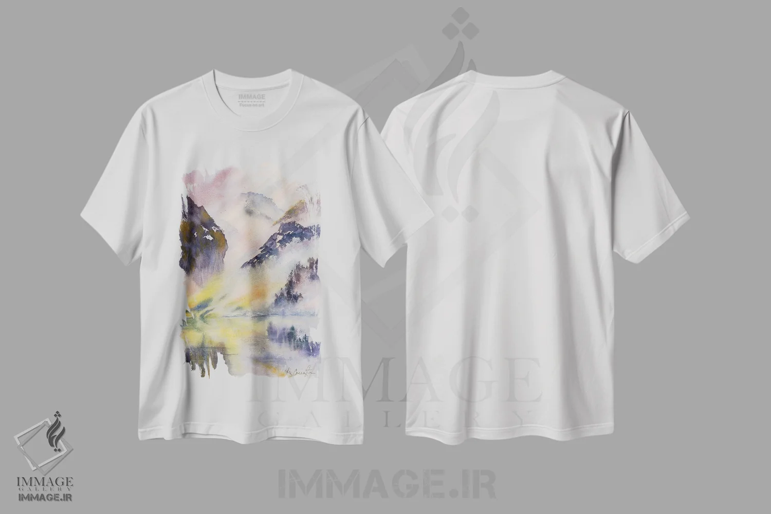 تیشرت سفید طرح دار دریاچه ذن، دکور معاصر اثر لیز کاوینگتون | immage.ir