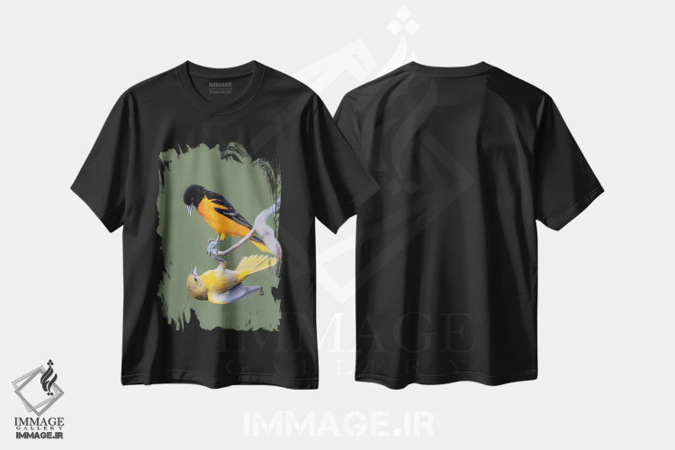 تیشرت مشکی طرح دار بلتیمور اوریول های بالغدر حال مبارزه، مدیوم اثر لری دیتو | immage.ir