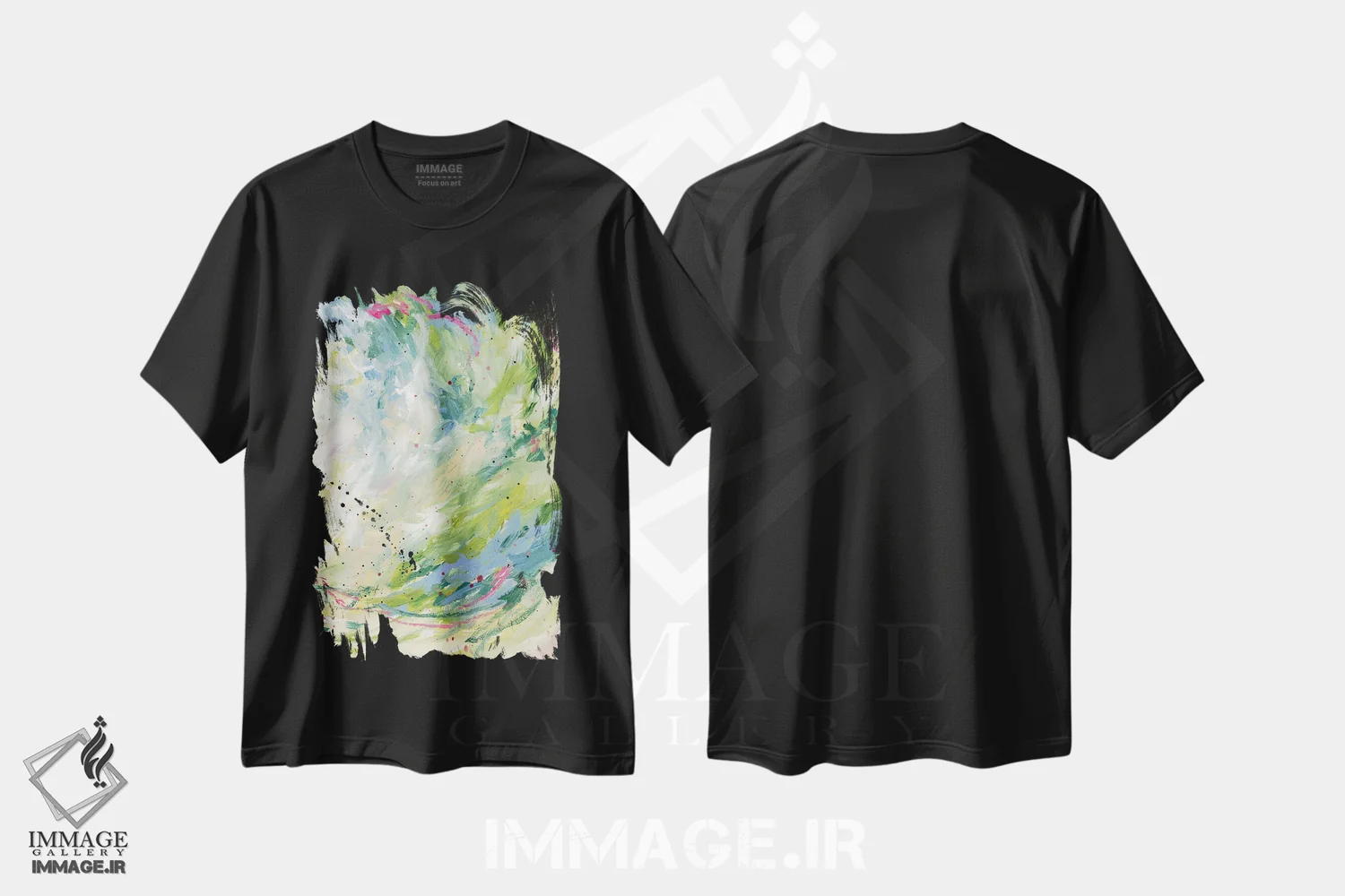 تیشرت مشکی طرح دار هوا میان انگشتانم اثر لادارا مک کینون | فروشگاه ایماژ