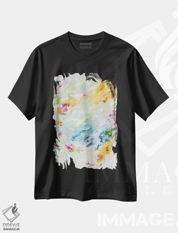 تیشرت مشکی طرح دار نسیم فراگیر اثر لادارا مک کینون | فروشگاه ایماژ