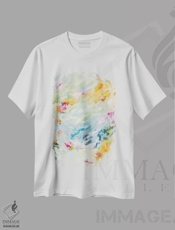 تیشرت سفید طرح دار نسیم فراگیر اثر لادارا مک کینون | immage.ir