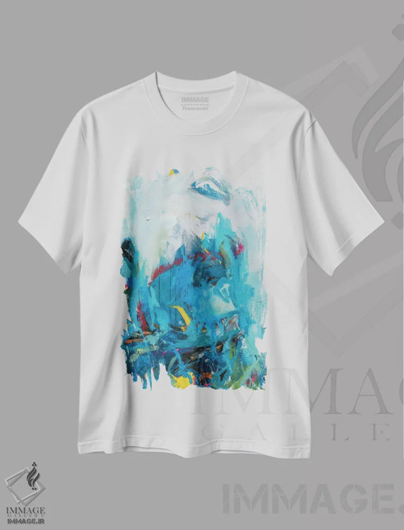 تیشرت سفید طرح دار جشن اثر لادارا مک کینون | فروشگاه ایماژ