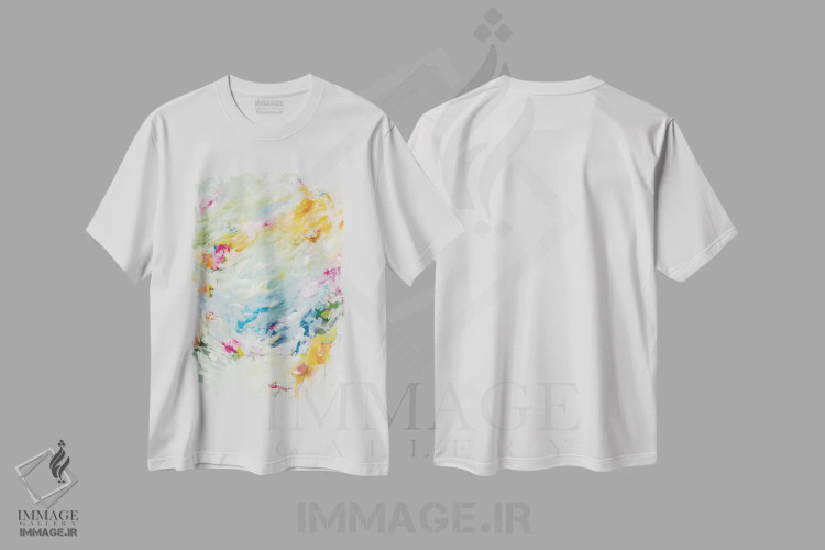 تیشرت سفید طرح دار نسیم فراگیر اثر لادارا مک کینون | immage.ir